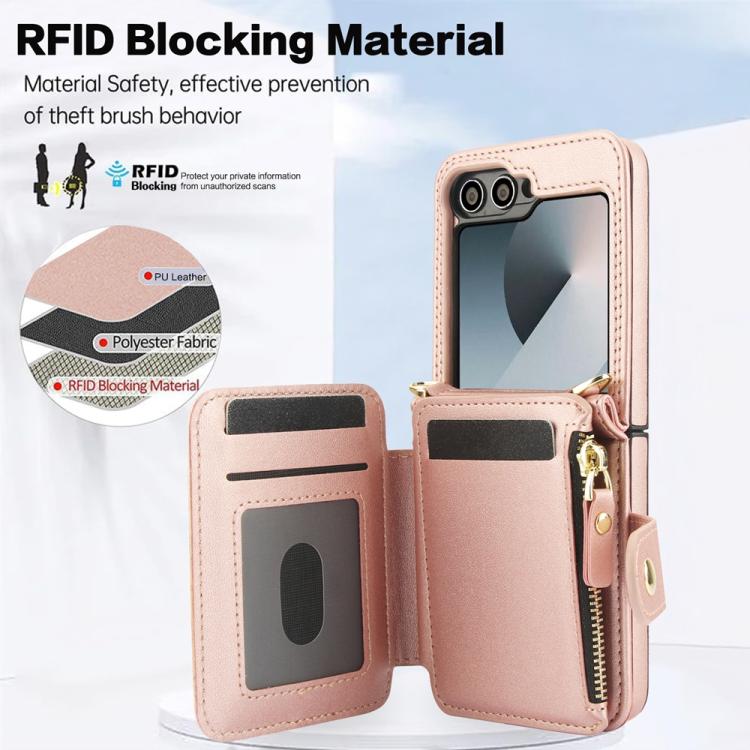 For Samsung Galaxy Z Flip6 / Flip7 FE Crossbody Rhombus Wallet Bag Folding Phone Case with Lanyard
