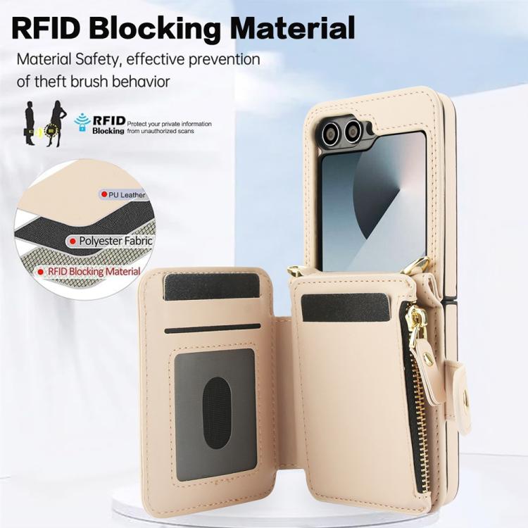 For Samsung Galaxy Z Flip6 / Flip7 FE Crossbody Rhombus Wallet Bag Folding Phone Case with Lanyard