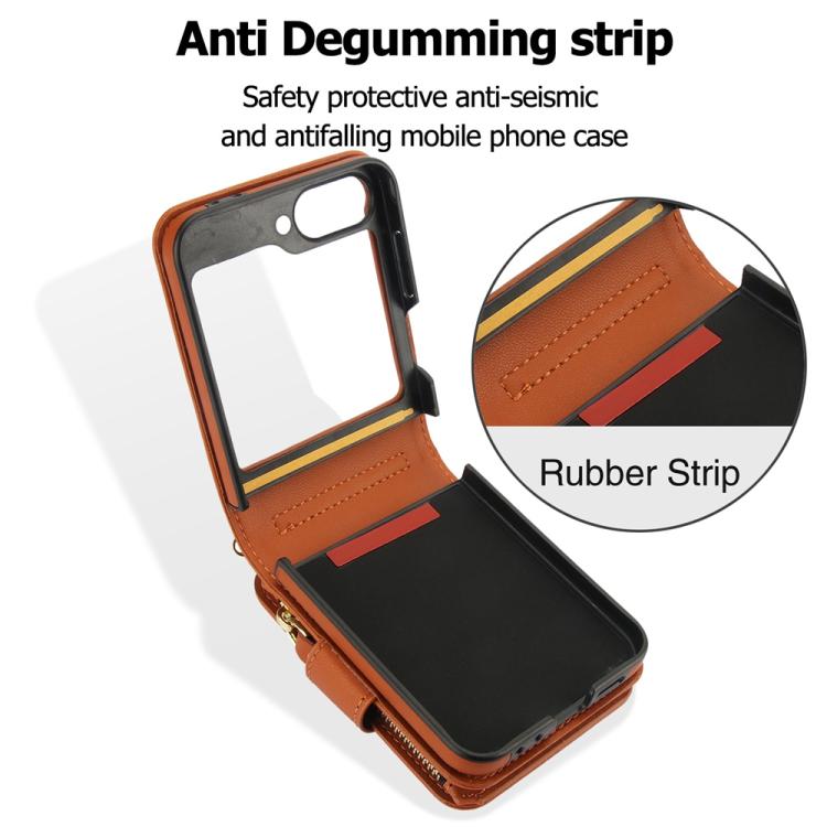 For Samsung Galaxy Z Flip6 / Flip7 FE Crossbody Rhombus Wallet Bag Folding Phone Case with Lanyard