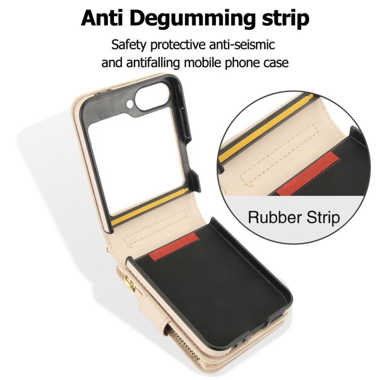 For Samsung Galaxy Z Flip5 Crossbody Rhombus Wallet Bag Folding Phone Case with Lanyard