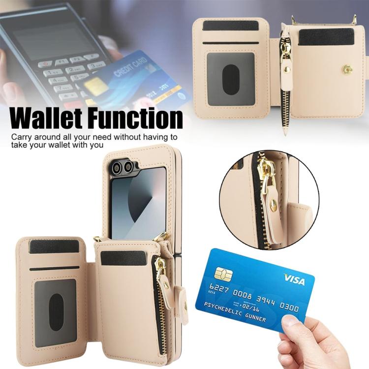 For Samsung Galaxy Z Flip5 Crossbody Rhombus Wallet Bag Folding Phone Case with Lanyard