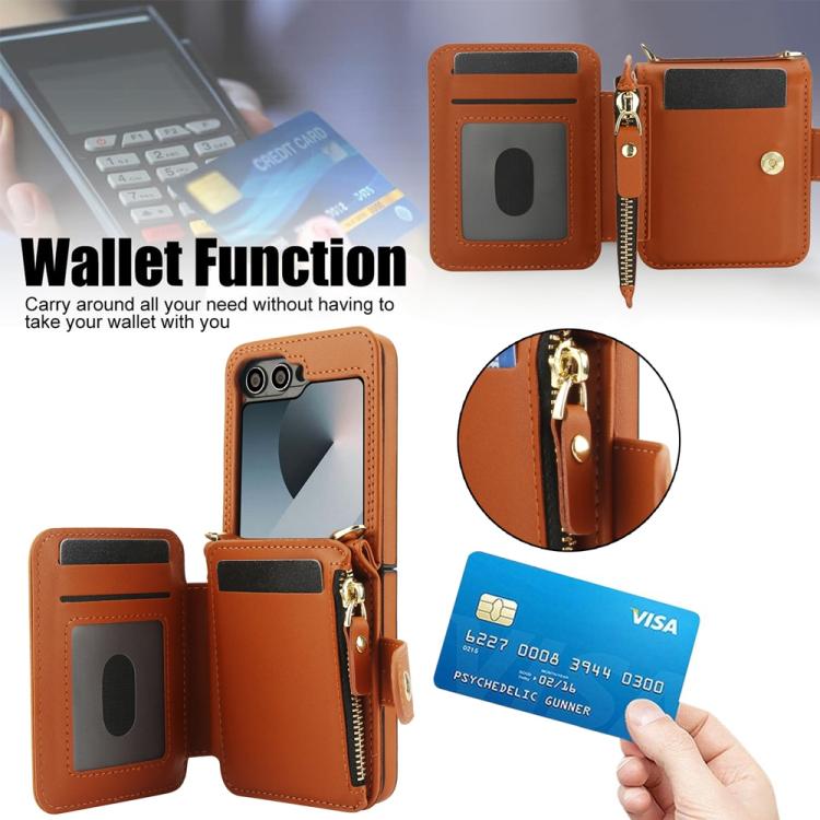For Samsung Galaxy Z Flip5 Crossbody Rhombus Wallet Bag Folding Phone Case with Lanyard