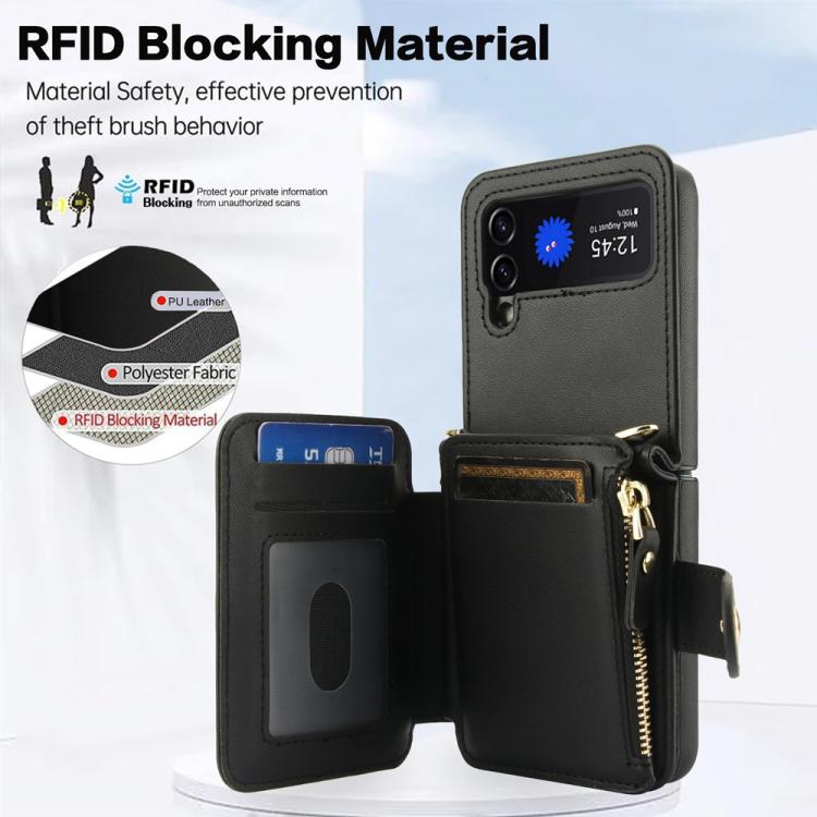 For Samsung Galaxy Z Flip3 Crossbody Rhombus Wallet Bag Folding Phone Case with Lanyard