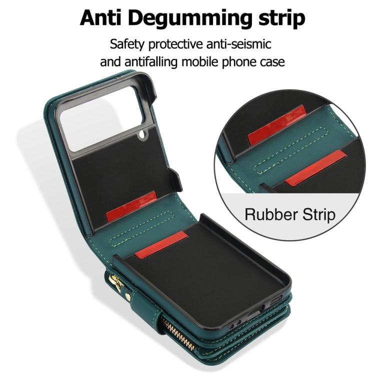 For Samsung Galaxy Z Flip3 Crossbody Rhombus Wallet Bag Folding Phone Case with Lanyard