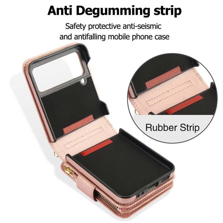 For Samsung Galaxy Z Flip3 Crossbody Rhombus Wallet Bag Folding Phone Case with Lanyard