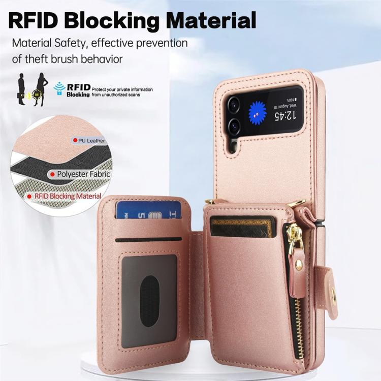 For Samsung Galaxy Z Flip3 Crossbody Rhombus Wallet Bag Folding Phone Case with Lanyard