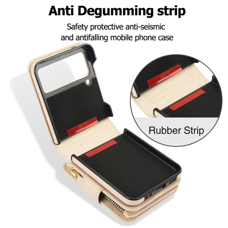 For Samsung Galaxy Z Flip3 Crossbody Rhombus Wallet Bag Folding Phone Case with Lanyard