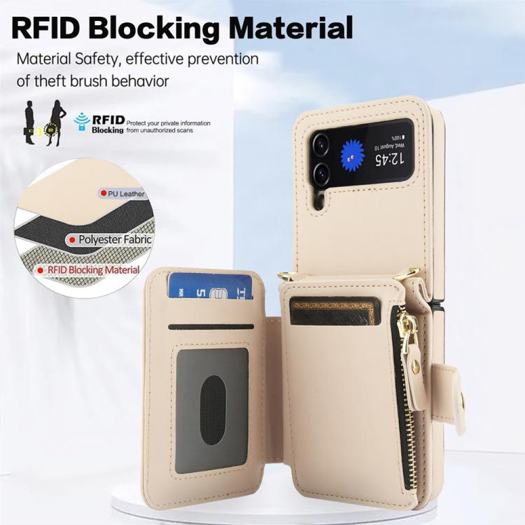 For Samsung Galaxy Z Flip3 Crossbody Rhombus Wallet Bag Folding Phone Case with Lanyard