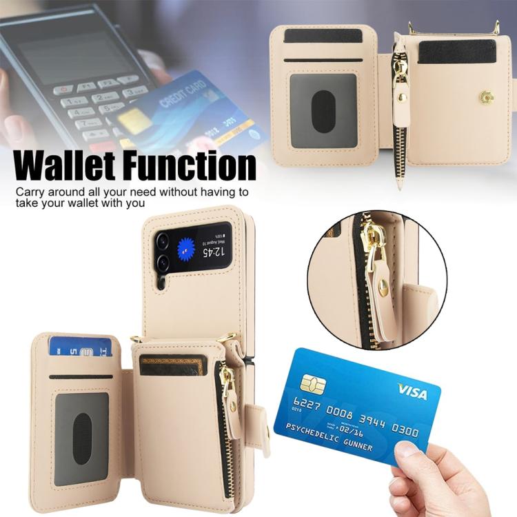 For Samsung Galaxy Z Flip3 Crossbody Rhombus Wallet Bag Folding Phone Case with Lanyard
