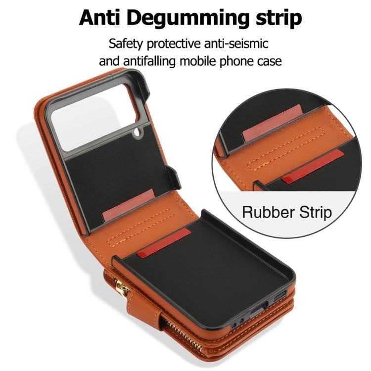 For Samsung Galaxy Z Flip3 Crossbody Rhombus Wallet Bag Folding Phone Case with Lanyard
