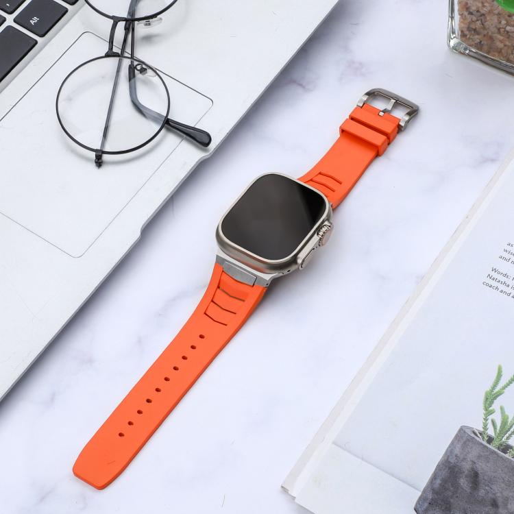 For Apple Watch Ultra / Ultra 2 49mm Stainless Steel Buckle Fluororubber Watch Band