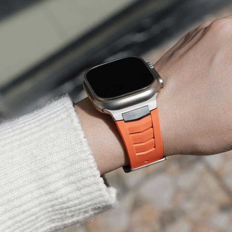 For Apple Watch Ultra / Ultra 2 49mm Stainless Steel Buckle Fluororubber Watch Band