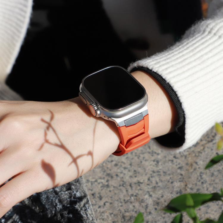 For Apple Watch Ultra / Ultra 2 49mm Stainless Steel Buckle Fluororubber Watch Band