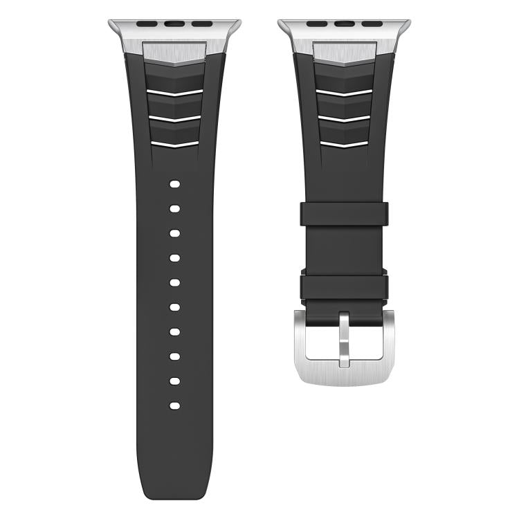 For Apple Watch Ultra / Ultra 2 49mm Stainless Steel Buckle Fluororubber Watch Band