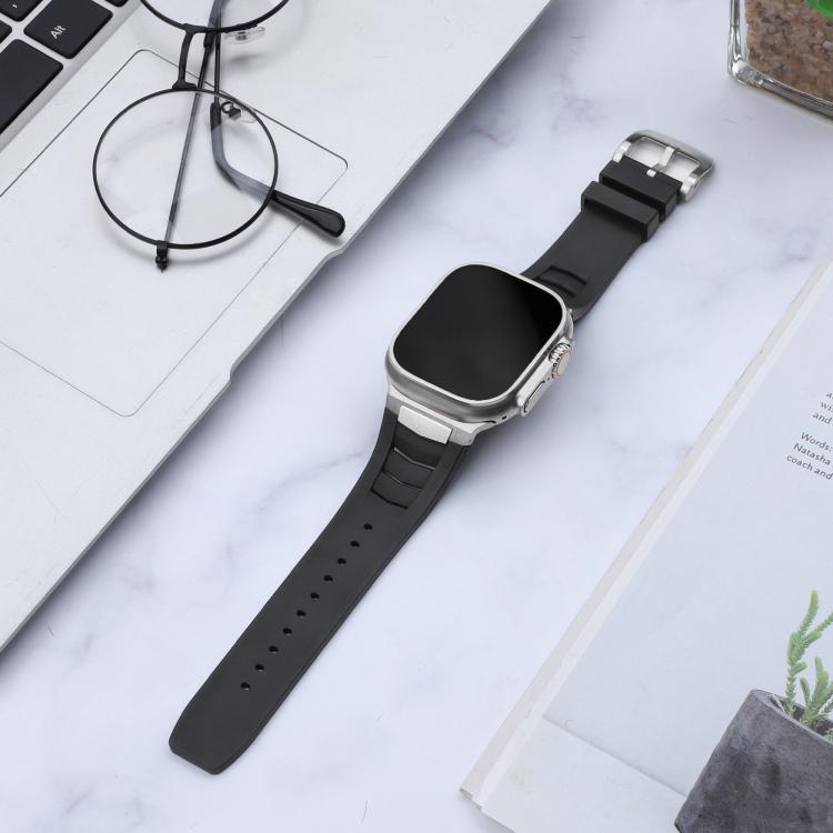 For Apple Watch Ultra / Ultra 2 49mm Stainless Steel Buckle Fluororubber Watch Band
