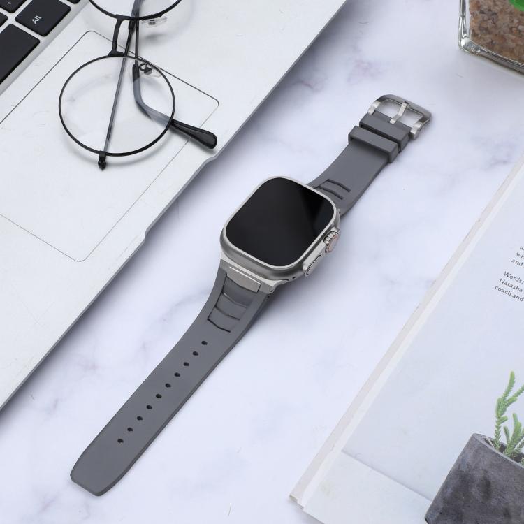 For Apple Watch Ultra / Ultra 2 49mm Stainless Steel Buckle Fluororubber Watch Band