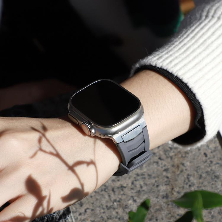 For Apple Watch Ultra / Ultra 2 49mm Stainless Steel Buckle Fluororubber Watch Band