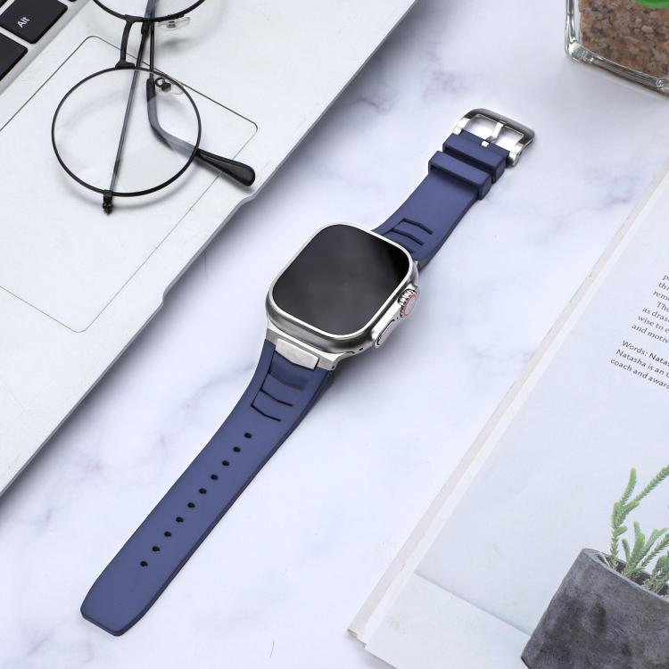 For Apple Watch Ultra / Ultra 2 49mm Stainless Steel Buckle Fluororubber Watch Band