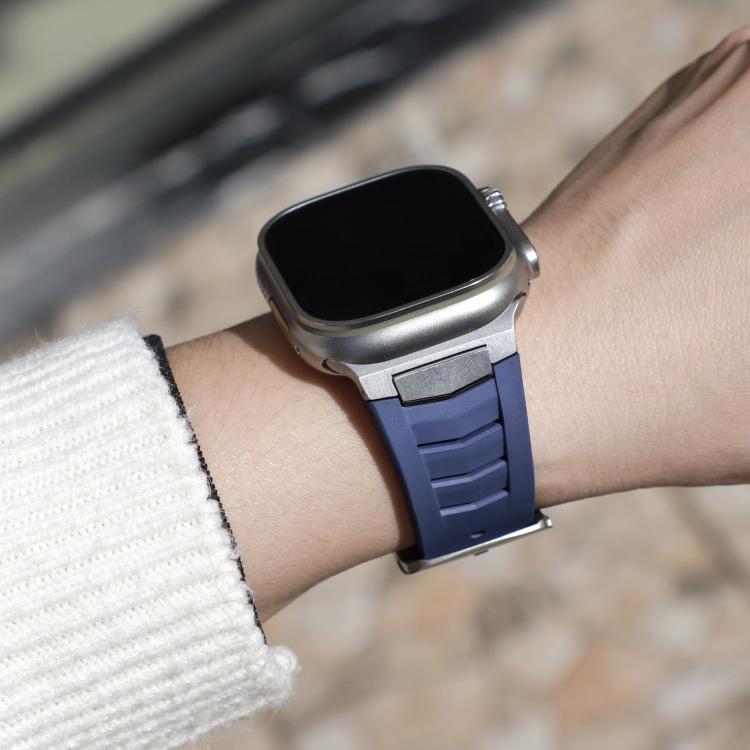 For Apple Watch Ultra / Ultra 2 49mm Stainless Steel Buckle Fluororubber Watch Band