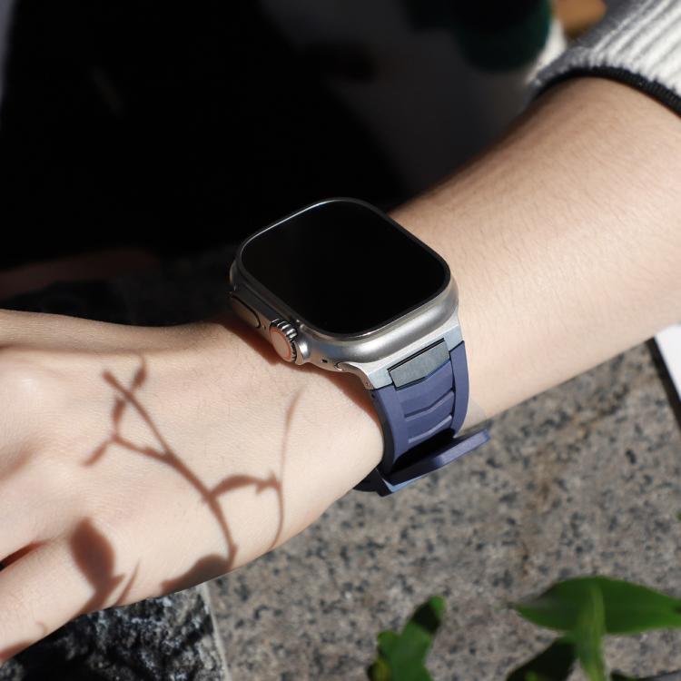 For Apple Watch Ultra / Ultra 2 49mm Stainless Steel Buckle Fluororubber Watch Band
