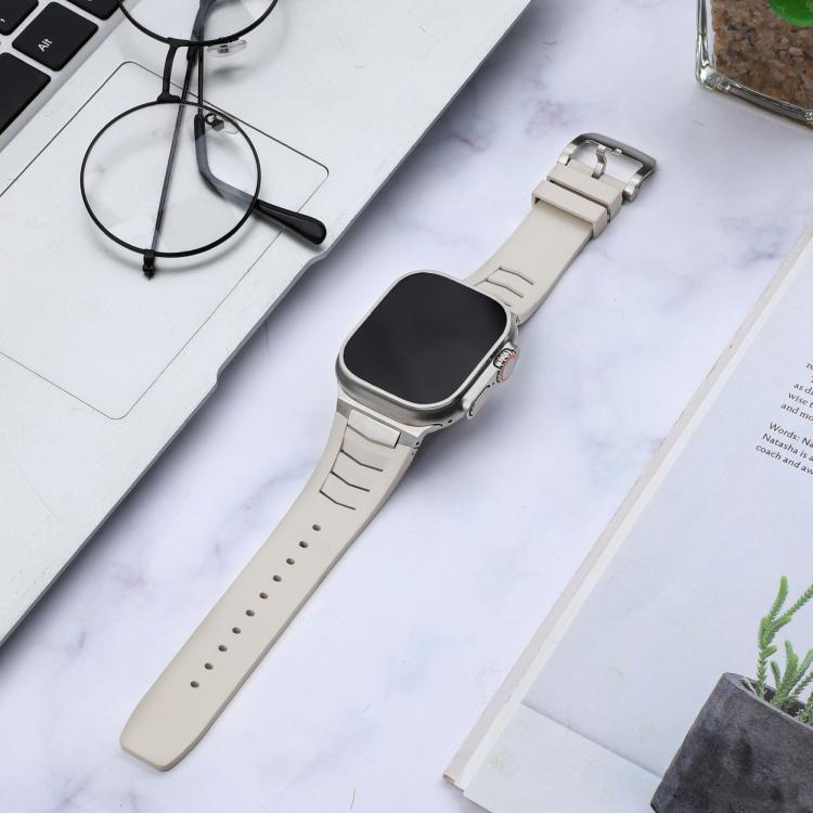 For Apple Watch Ultra / Ultra 2 49mm Stainless Steel Buckle Fluororubber Watch Band