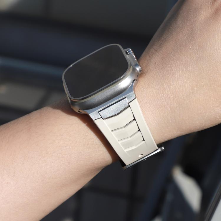 For Apple Watch Ultra / Ultra 2 49mm Stainless Steel Buckle Fluororubber Watch Band