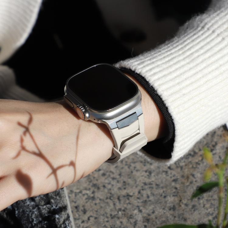 For Apple Watch Ultra / Ultra 2 49mm Stainless Steel Buckle Fluororubber Watch Band