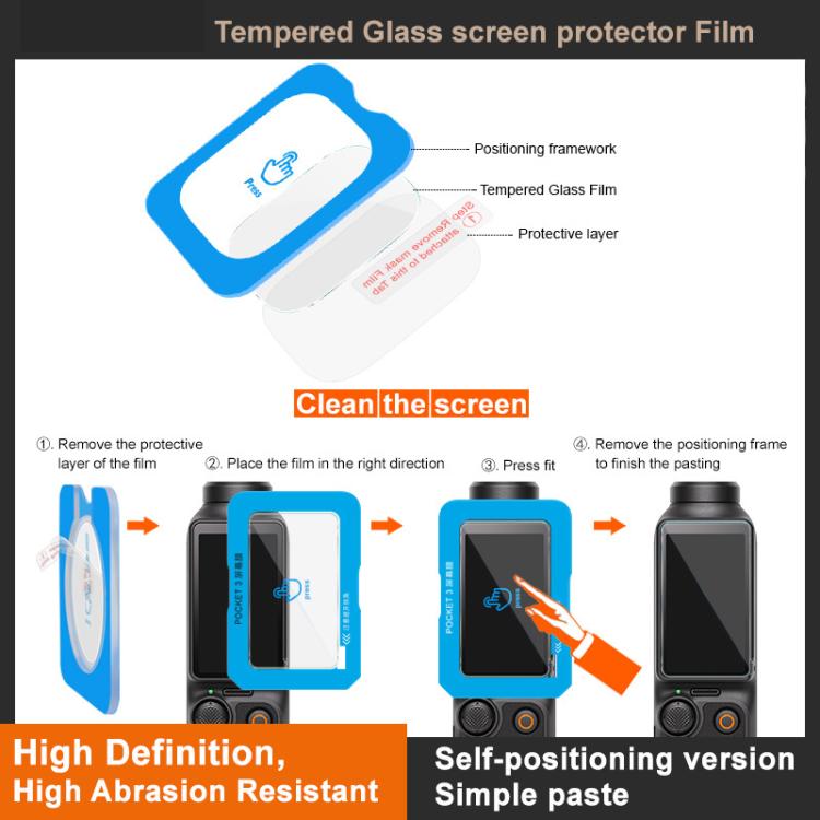 For DJI Osmo Pocket 3 imak Tempered Glass Film with Camera Lens Film, Self-positioning Version