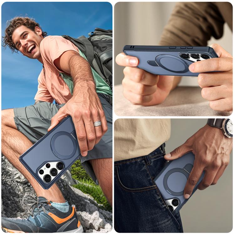 For Samsung Galaxy S25 Ultra 5G Skin Feel Magnetic Holder MagSafe Phone Case