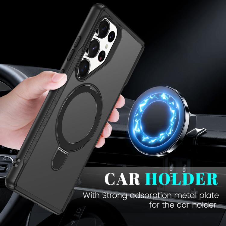 For Samsung Galaxy S25 Ultra 5G Skin Feel Magnetic Holder MagSafe Phone Case