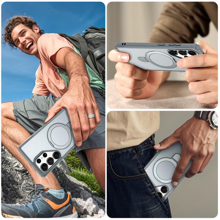 For Samsung Galaxy S25 Ultra 5G Skin Feel Magnetic Holder MagSafe Phone Case