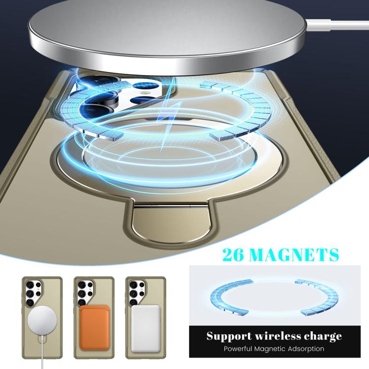 For Samsung Galaxy S25 Ultra 5G Skin Feel Magnetic Holder MagSafe Phone Case