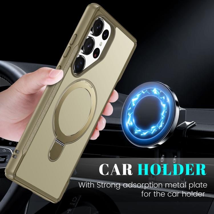 For Samsung Galaxy S25 Ultra 5G Skin Feel Magnetic Holder MagSafe Phone Case