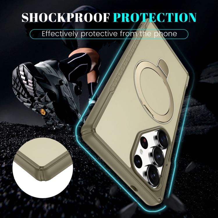 For Samsung Galaxy S25 Ultra 5G Skin Feel Magnetic Holder MagSafe Phone Case