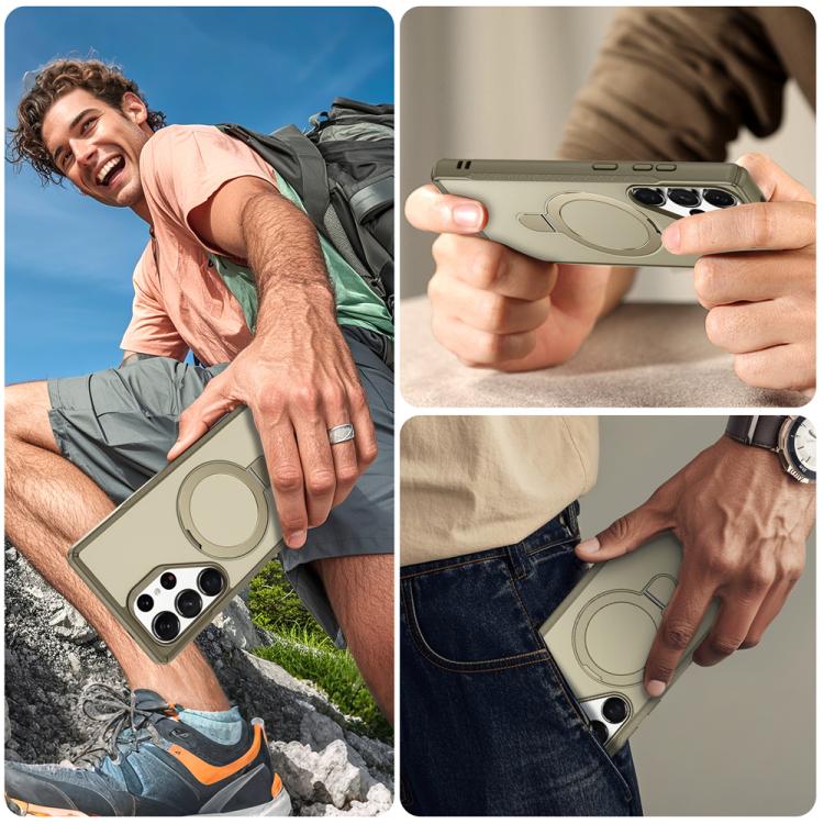 For Samsung Galaxy S25 Ultra 5G Skin Feel Magnetic Holder MagSafe Phone Case