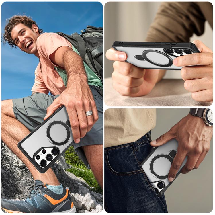 For Samsung Galaxy S25 Ultra 5G Skin Feel Magnetic Holder MagSafe Phone Case