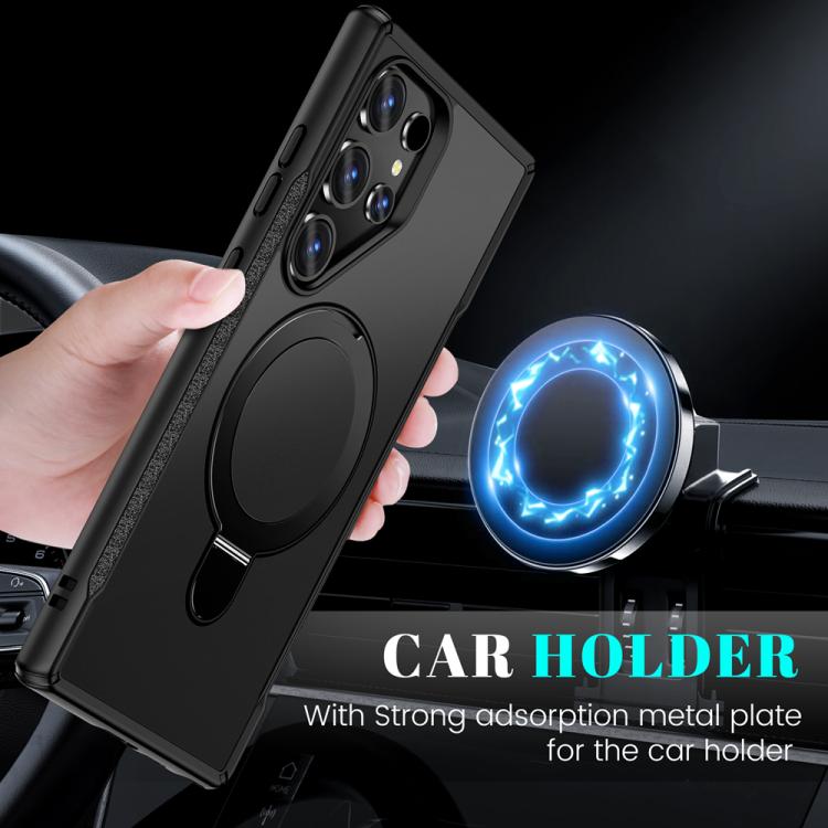For Samsung Galaxy S24 Ultra 5G Skin Feel Magnetic Holder MagSafe Phone Case
