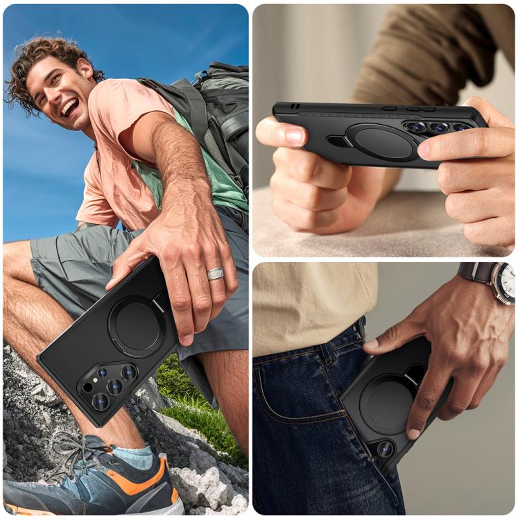 For Samsung Galaxy S24 Ultra 5G Skin Feel Magnetic Holder MagSafe Phone Case