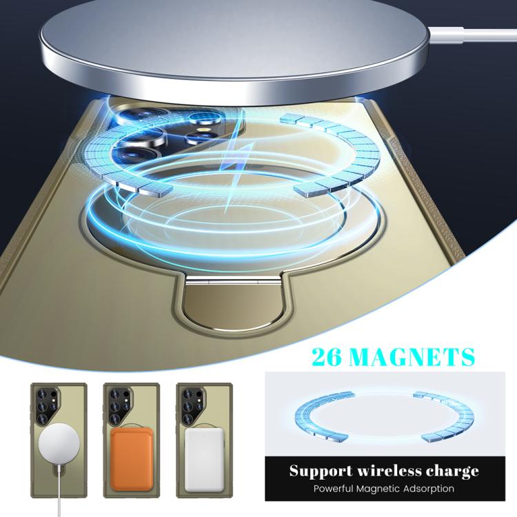 For Samsung Galaxy S24 Ultra 5G Skin Feel Magnetic Holder MagSafe Phone Case