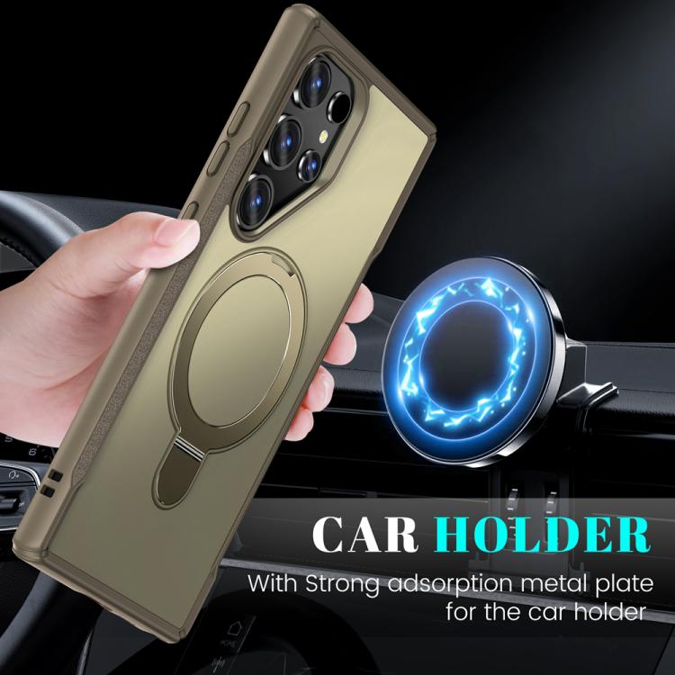 For Samsung Galaxy S24 Ultra 5G Skin Feel Magnetic Holder MagSafe Phone Case