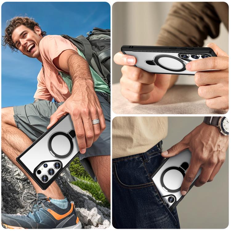For Samsung Galaxy S24 Ultra 5G Skin Feel Magnetic Holder MagSafe Phone Case