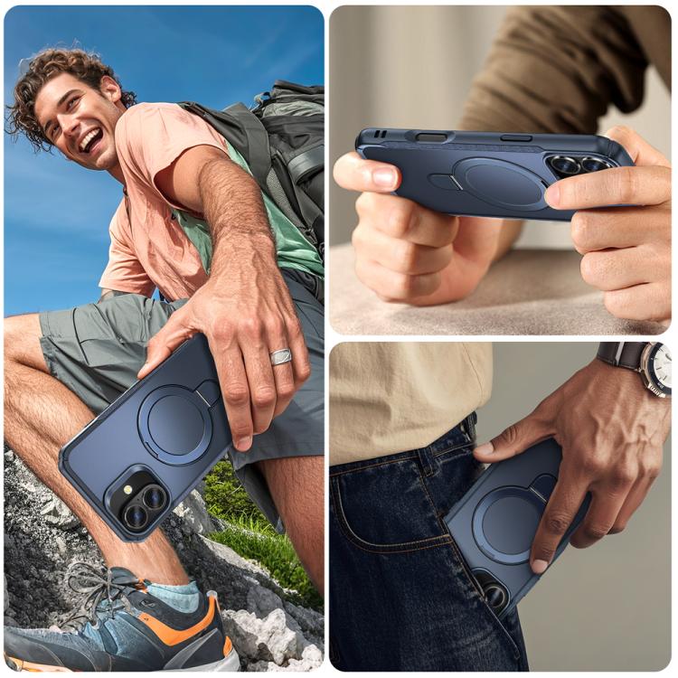 For iPhone 16 Skin Feel Magnetic Holder MagSafe Phone Case