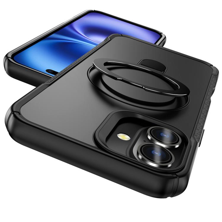 For iPhone 16 Skin Feel Magnetic Holder MagSafe Phone Case