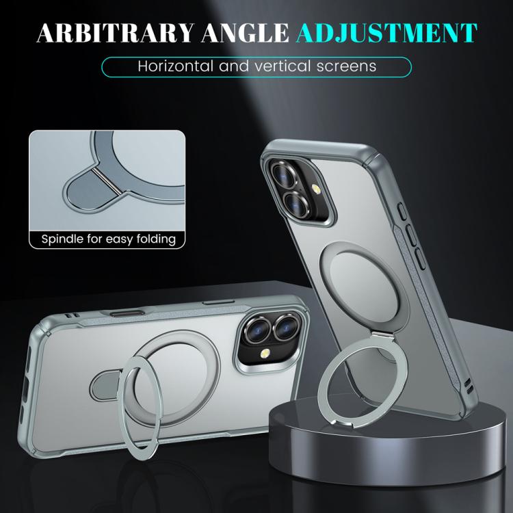For iPhone 16 Skin Feel Magnetic Holder MagSafe Phone Case