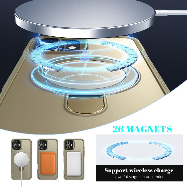 For iPhone 16 Skin Feel Magnetic Holder MagSafe Phone Case