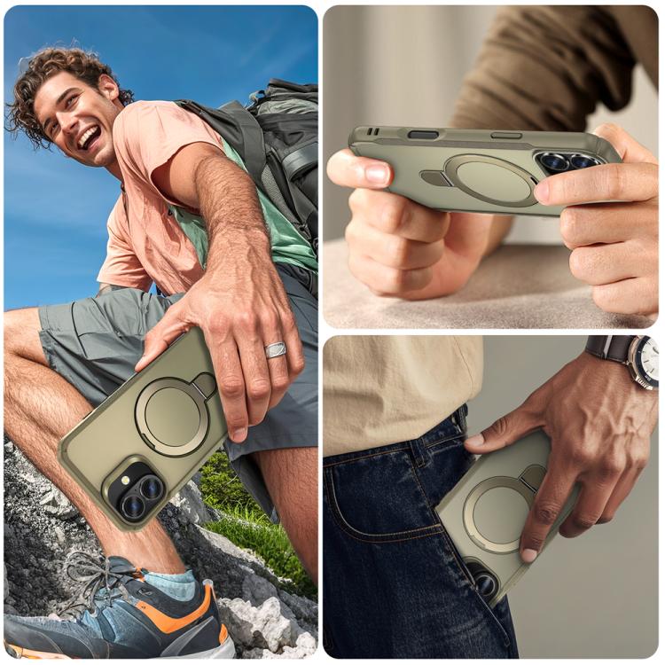 For iPhone 16 Skin Feel Magnetic Holder MagSafe Phone Case