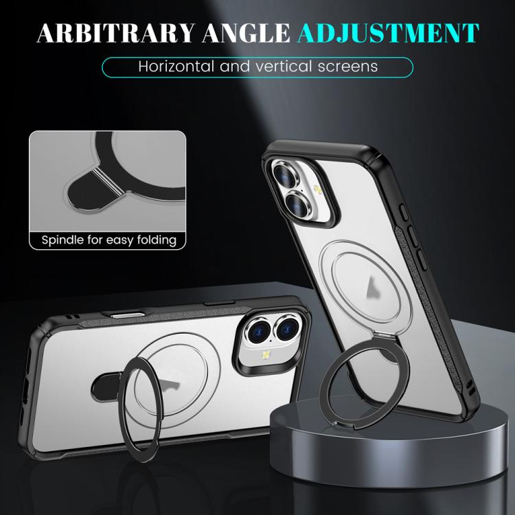 For iPhone 16 Skin Feel Magnetic Holder MagSafe Phone Case
