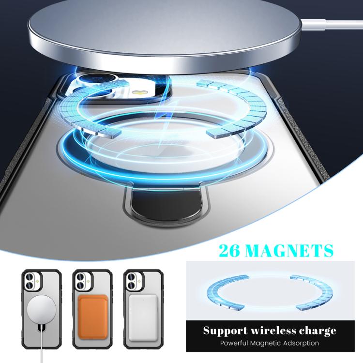 For iPhone 16 Skin Feel Magnetic Holder MagSafe Phone Case