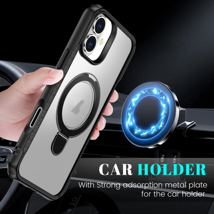 For iPhone 16 Skin Feel Magnetic Holder MagSafe Phone Case