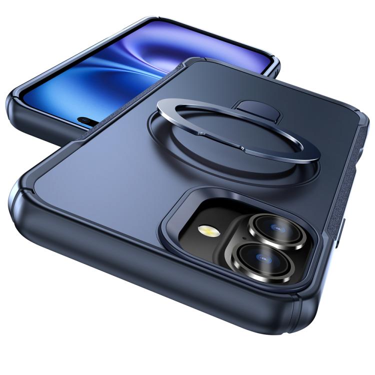 For iPhone 16 Plus Skin Feel Magnetic Holder MagSafe Phone Case
